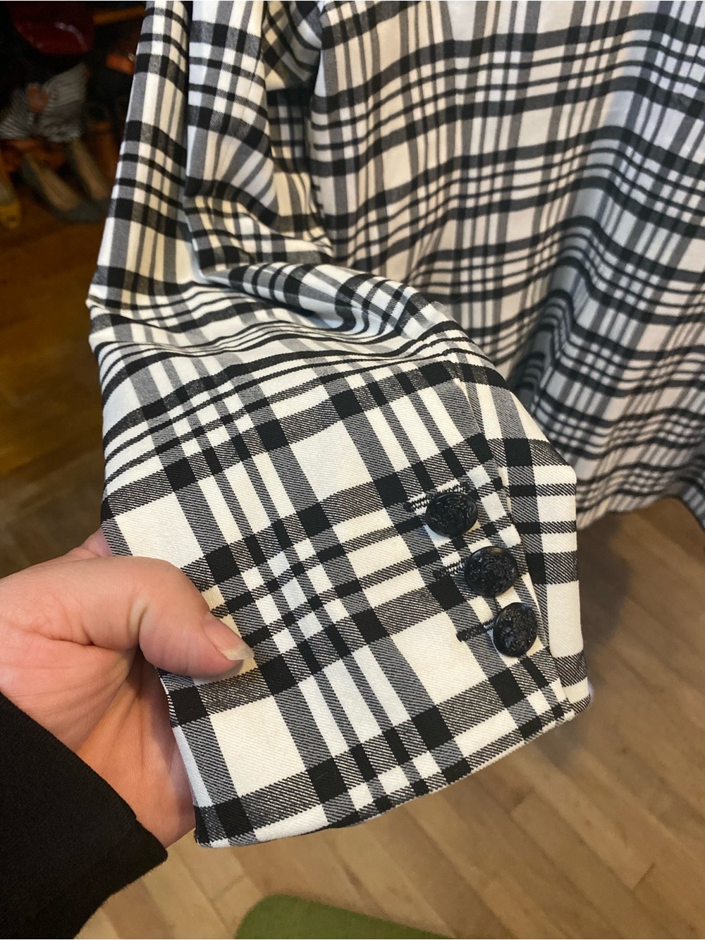 Maison d'Amelie Black & White Plaid Double-Breasted Blazer - Picture 8 of 8